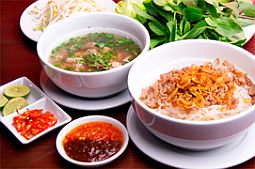 Two bowls of noodle soup - food unique mountain town